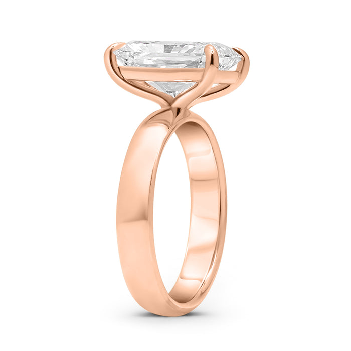 Breanna | Solitaire Thick Half Round Band 14K Rose Gold Engagement Ring - Diamond Daughters, Top Side View