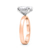 Leja| Oval Moissanite Hidden Halo Flat Shank 14K Rose Gold Engagement Ring - Diamond Daughters, Top Side View