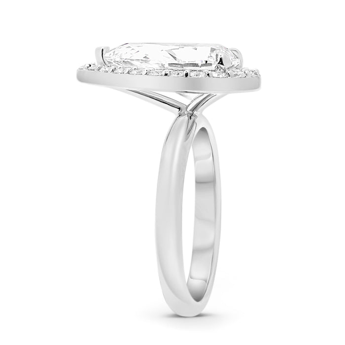 Janika | Pear Zero Gap Halo 14K White Gold Engagement Ring - Diamond Daughters, Top Side View