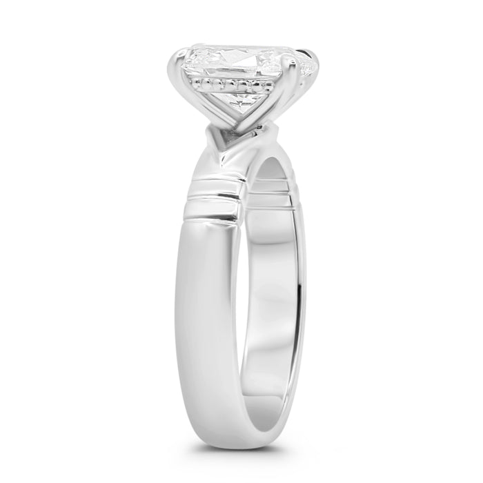 Cynthia | Engraved Band 14K White Gold Engagement Ring - Diamond Daughters, Top Side View