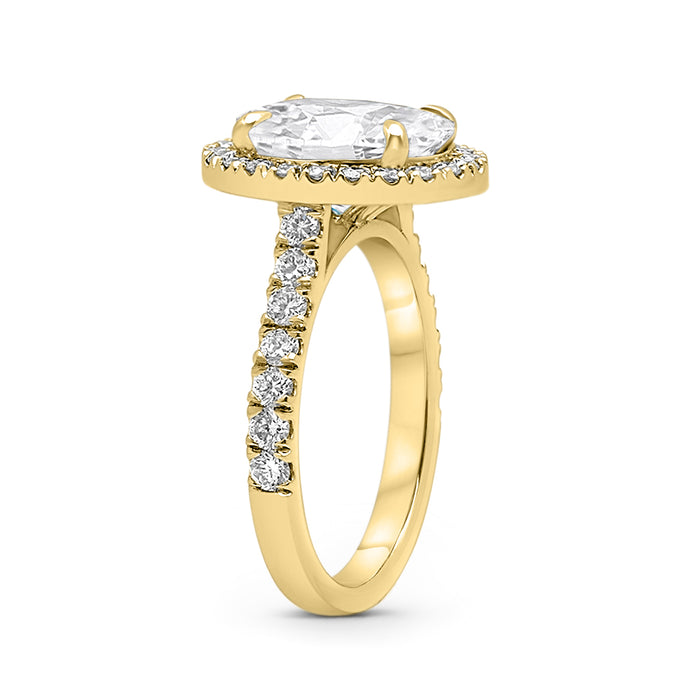 Stephanie | Oval Halo Accent Stone 14K Yellow Gold Engagement Ring - Diamond Daughters, Top Side View