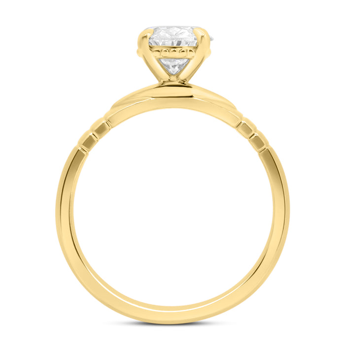 Cynthia | Engraved Band 14K Yellow Gold Engagement Ring - Diamond Daughters, Top View