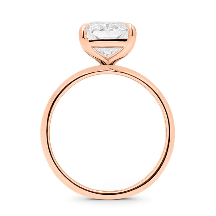 Breanna | Solitaire Thick Half Round Band 14K Rose Gold Engagement Ring - Diamond Daughters, Top View