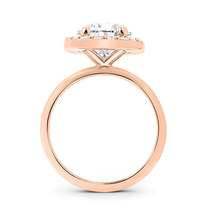 Janika | Pear Zero Gap Halo 14K Rose Gold Engagement Ring - Diamond Daughters, Top View