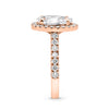 Stephanie | Oval Halo Accent Stone 14K Rose Gold Engagement Ring - Diamond Daughters, Top Side View