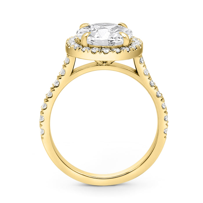 Stephanie | Oval Halo Accent Stone 14K Yellow Gold Engagement Ring - Diamond Daughters, Top View