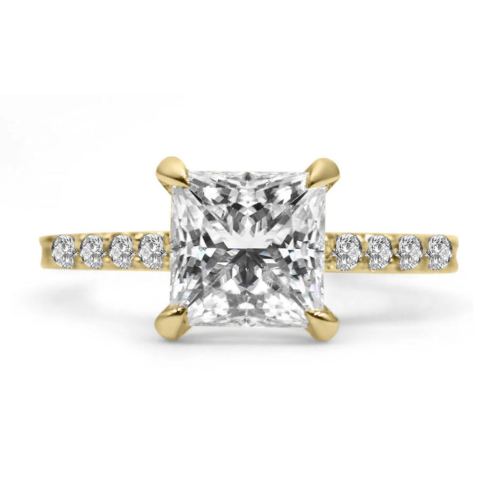 Ally |  Princess Moissanite 14k Yellow Gold Engagement Ring - Diamond Daughters, Front View