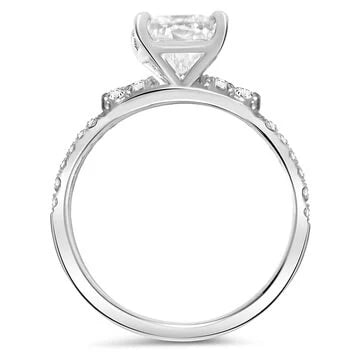 Amber| Radiant Accent Stone 14K White Gold Engagement Ring - Diamond Daughters, Top View