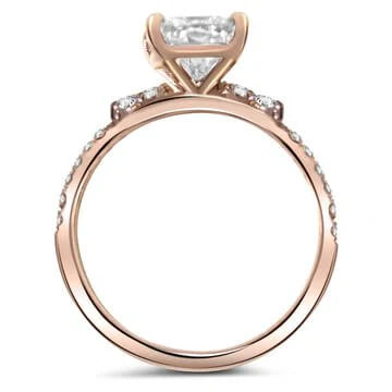 Amber| Radiant Accent Stone 14K Rose Gold Engagement Ring - Diamond Daughters, Top View