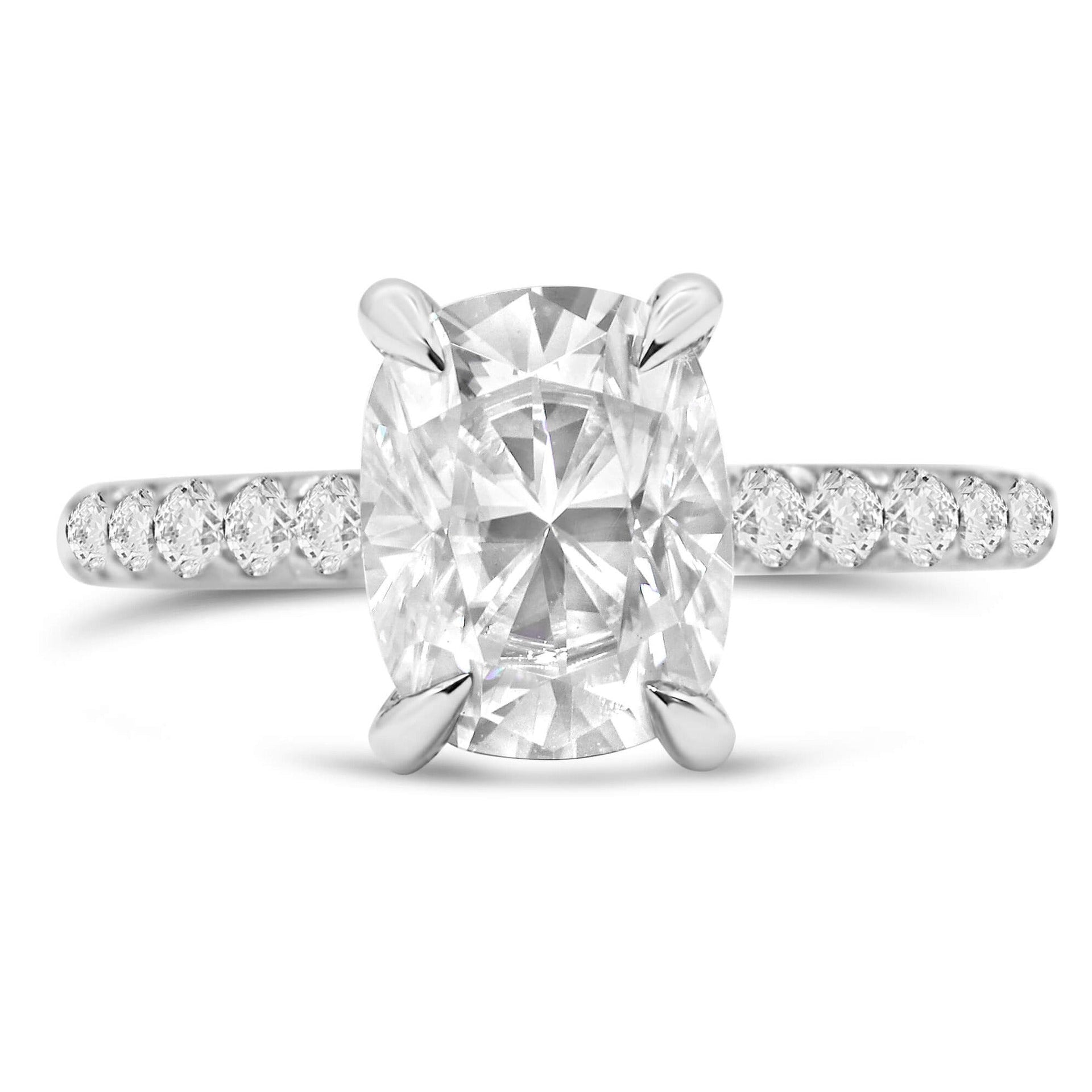 Andrea Elongated Cushion Moissanite Engagement Ring 8X6MM 14K White  Gold