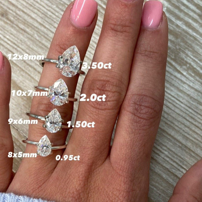 Angela | Pear Moissanite Engagement Ring - Diamond Daughters