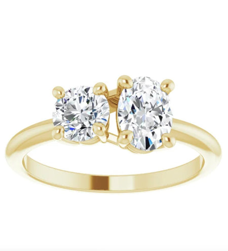 Ariana Toi Et Moi Round & Oval Moissanite Engagement Ring - Diamond Daughters