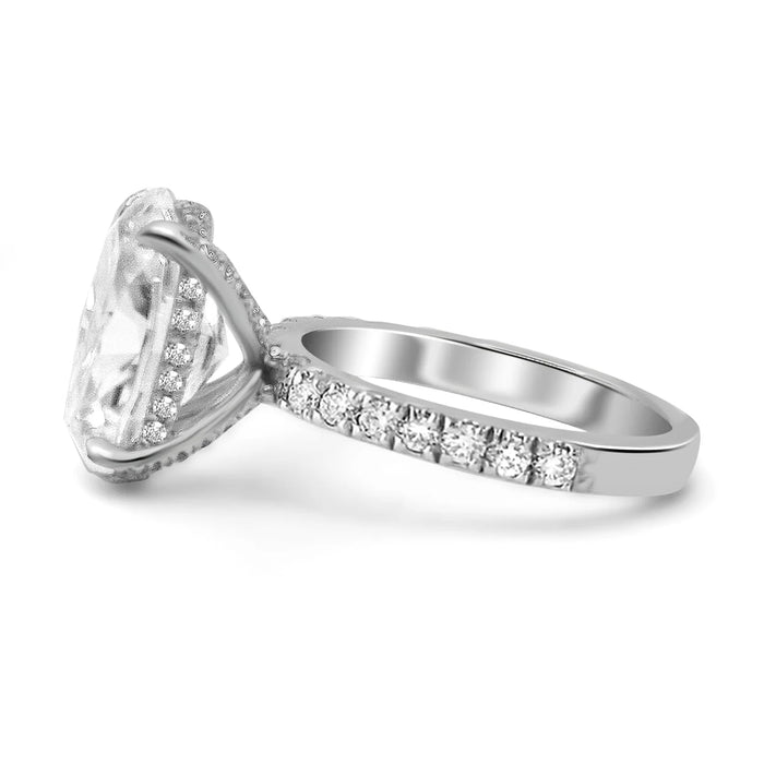 Avery | Oval Cut Hidden Halo Shank Accent Stone 14K White Gold Engagement Ring - Diamond Daughters, Side View