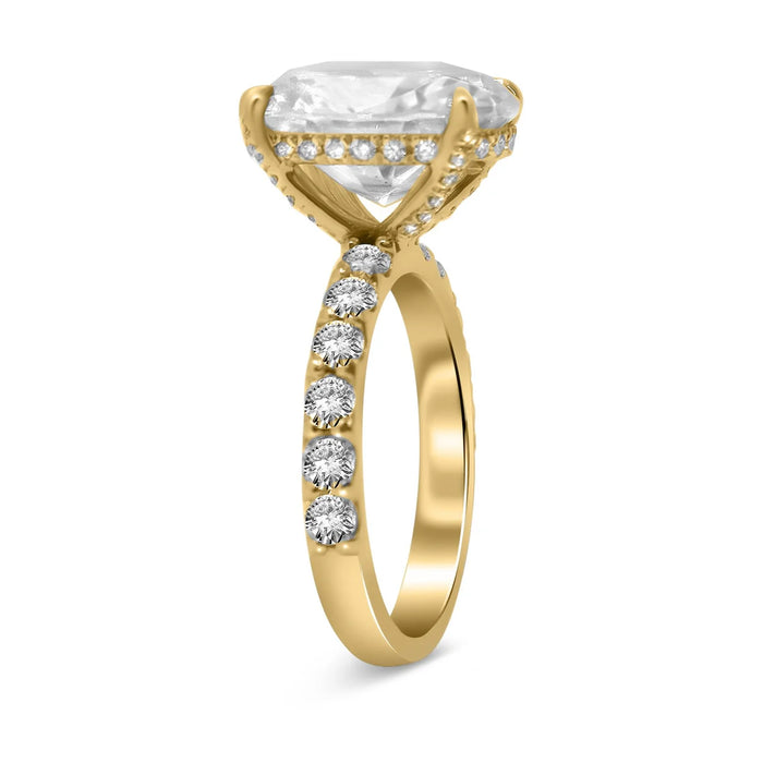 Avery | Oval Cut Hidden Halo Shank Accent Stone 14K Yellow Gold Engagement Ring - Diamond 
Daughters, Top Side View