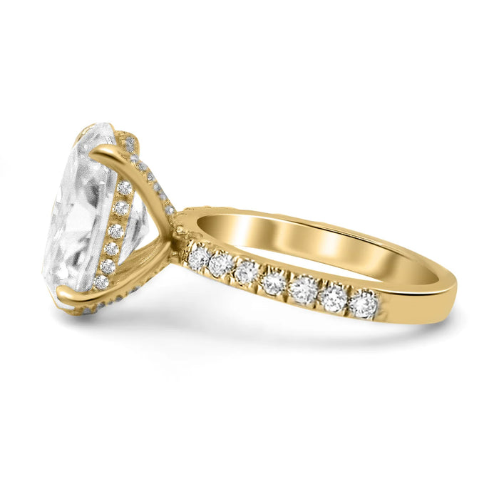 Avery | Oval Cut Hidden Halo Shank Accent Stone 14K Yellow Gold Engagement Ring - Diamond Daughters, Side View