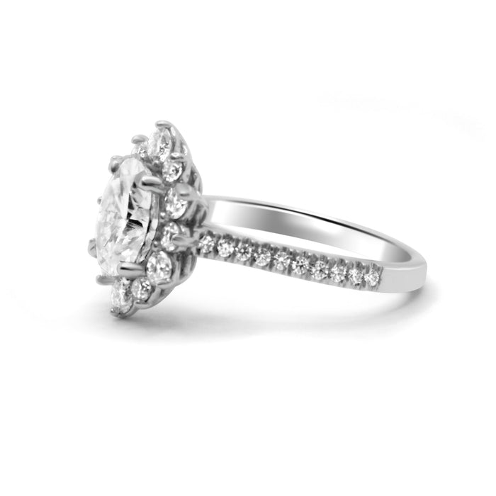 Emilia | Oval Halo Moissanite Engagement Ring - Diamond Daughters