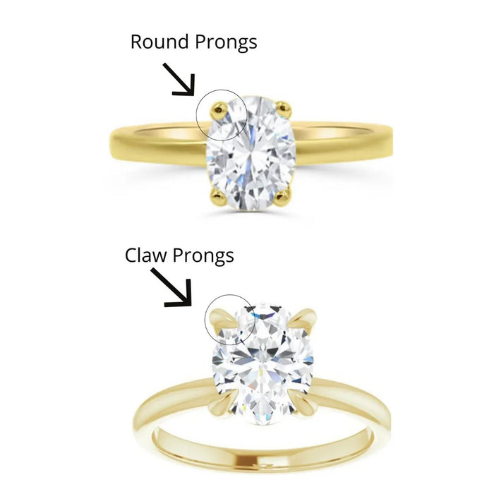 Round And Claw Prong 14K Yellow Gold Comparison- Diamond Daughters, Front View