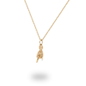 Italian Hand Good Luck Charm Pendant In Solid 14K Gold - Diamond Daughters