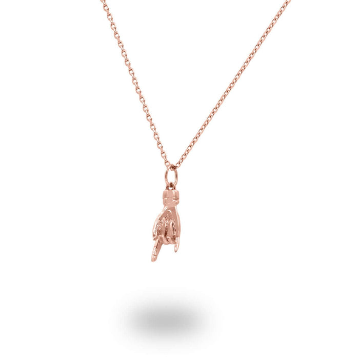 Italian Hand Good Luck Charm Pendant In Solid 14K Gold - Diamond Daughters