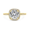 Jasmine | Cushion Cut Halo Diamond Band 14K Yellow Gold Engagement Ring - Diamond Daughters, Front View