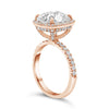 Jaymi | Elongated Cushion Halo Shank Accent Diamond 14K Rose Gold Engagement Ring - Diamond Daughters, Top Side View 