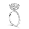 Jaymi | Elongated Cushion Halo Shank Accent Diamond 14K White Gold Engagement Ring - Diamond Daughters, Top Side View 