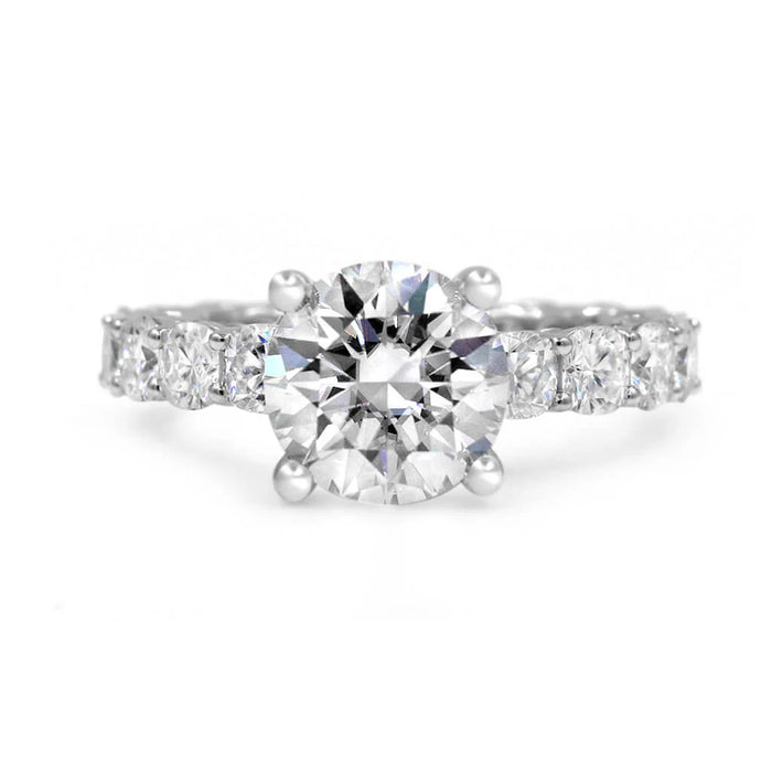 Jena | Round Cut Eternity Cushion 14K White Gold Engagement Ring - Diamond Daughters, Front View