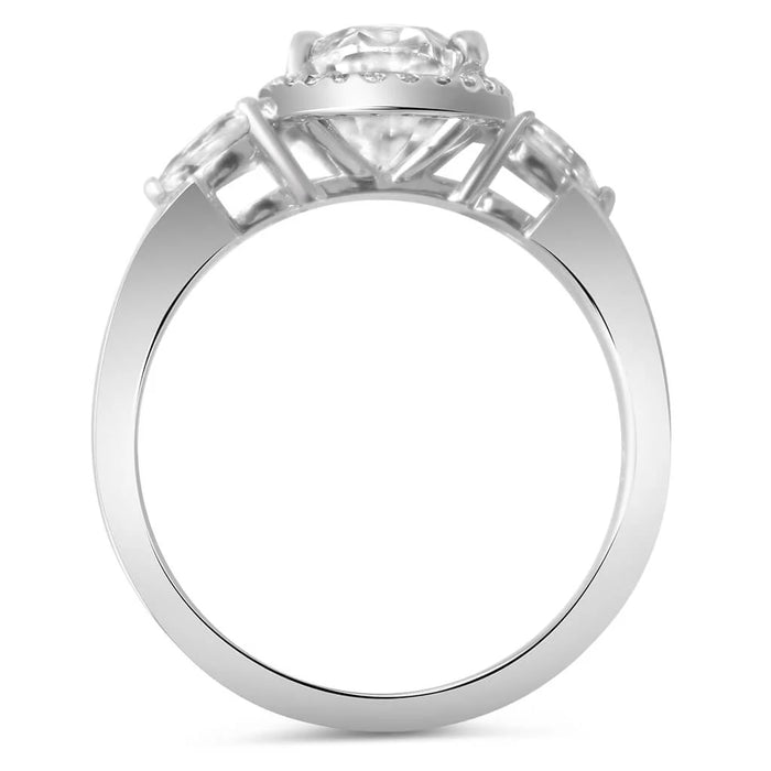 Jordyn | Oval Halo Pear Accent Stone 14K White Gold Engagement Ring - Diamond Daughters, Top View