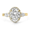 Jordyn | Oval Halo Pear Accent Stone 14K Yellow Gold Engagement Ring - Diamond Daughters, Front View