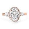 Jordyn | Oval Halo Pear Accent Stone 14K Rose Gold Engagement Ring - Diamond Daughters, Front View