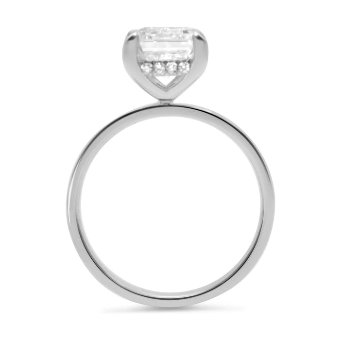 Karla | Emerald Hidden Halo 14K White Gold Engagement Ring - Diamond Daughters, Top View