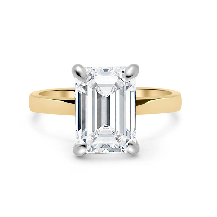 Karla | Emerald Hidden Halo 14K Yellow Gold Engagement Ring - Diamond Daughters, Front View