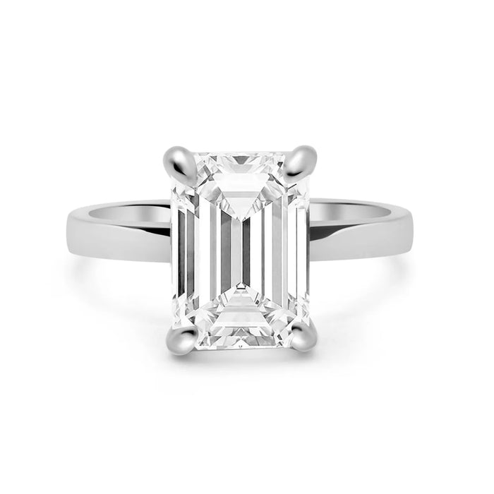 Karla | Emerald Hidden Halo 14K White Gold Engagement Ring - Diamond Daughters, Front View