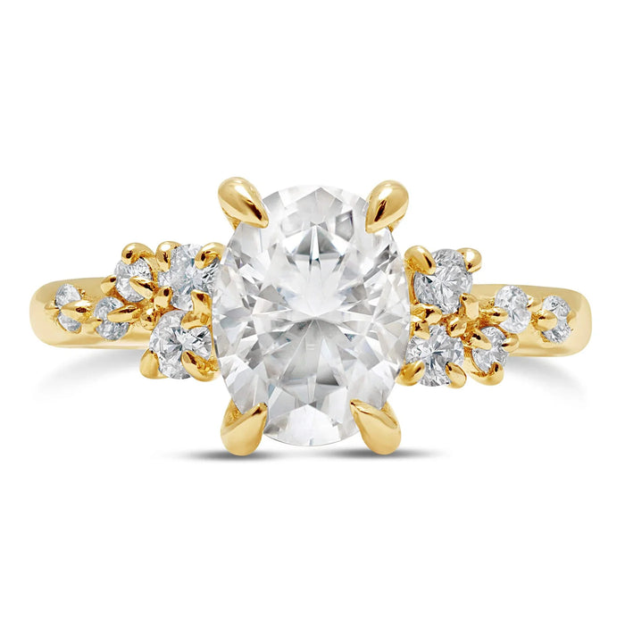 Kate | Oval 10 Round Accent Stone 14K Yellow Gold Engagement Ring - Diamond Daughters, Front View