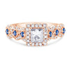 KATIE | Princess Cut Halo Sapphire Engagement Ring - Diamond Daughters