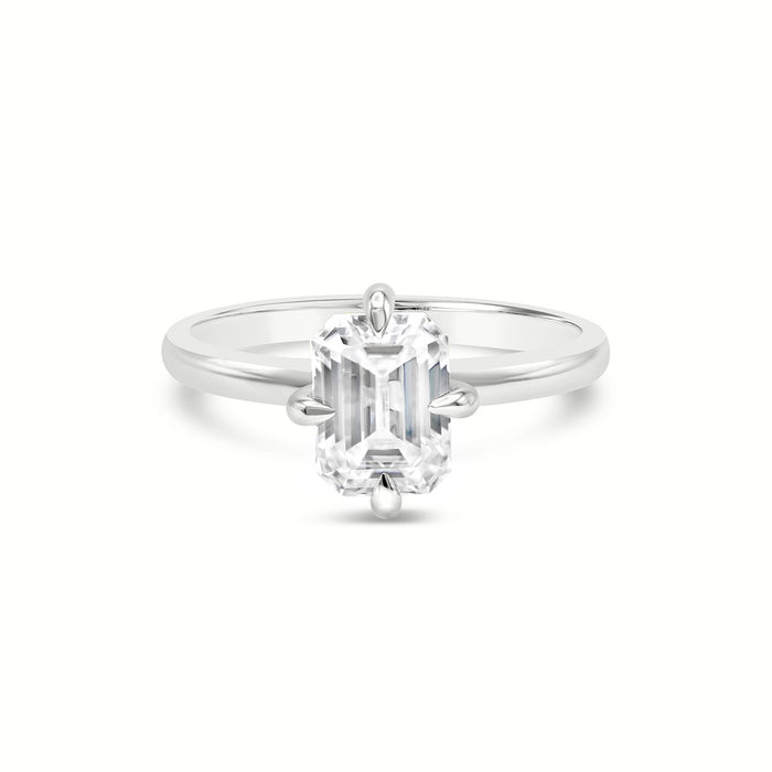 Kayla | Emerald Moissanite Solitaire Engagement Ring - Diamond Daughters