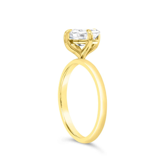 Kayla | Emerald Cut Solitaire 14K Yellow Gold Engagement Ring - Diamond Daughters, Top Side View