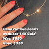 Little Hearts Necklace Hand Cut 14K Yellow Gold - Diamond Daughters