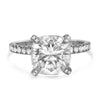 Lizette | Cushion Hidden Halo Pave Diamond Prong 14K White Gold Engagement Ring - Diamond Daughters, Front View