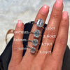 Emerald Cut Moissanite And Lab Grown Diamond Size Comparison- Diamond Daughters, Top Hand View