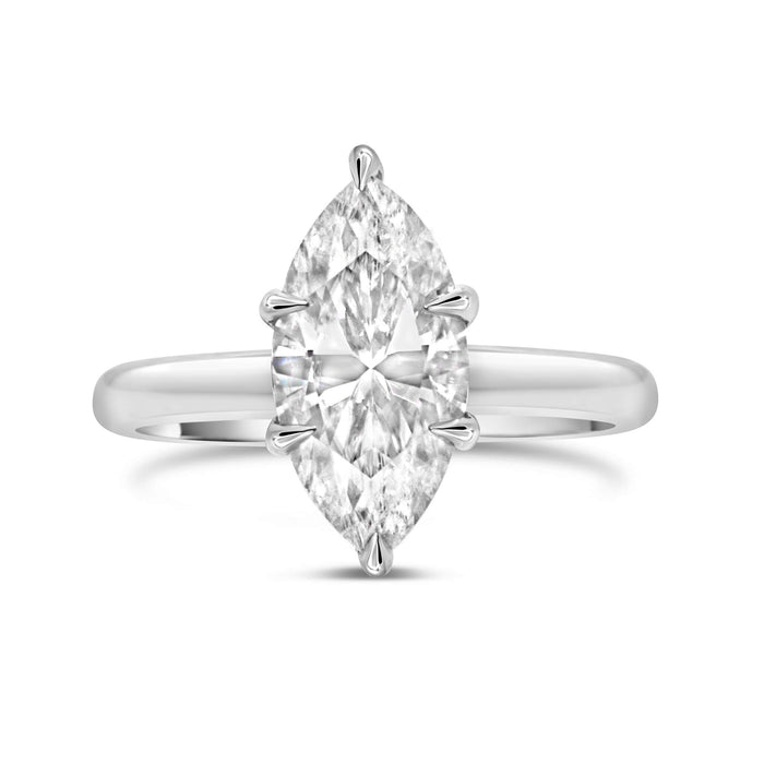 Michelle | Marquise Hidden Halo 14K White Gold Engagement Ring - Diamond Daughters, Front View