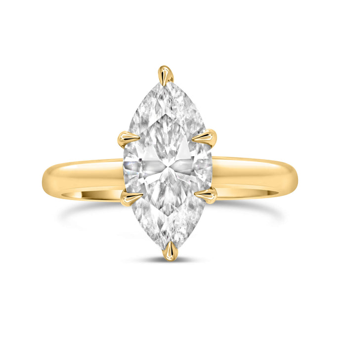 Michelle | Marquise Hidden Halo 14K Yellow Gold Engagement Ring - Diamond Daughters, Front View