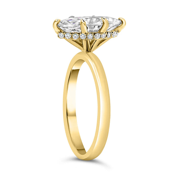 Michelle | Marquise Hidden Halo 14K Yellow Gold Engagement Ring - Diamond Daughters, Top Side View