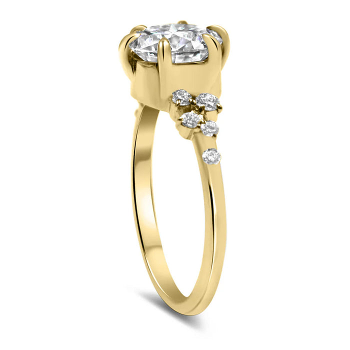 Morgan | Round Bezel Accent Stone 14K Yellow Gold Engagement Ring - Diamond Daughters, Top Side View