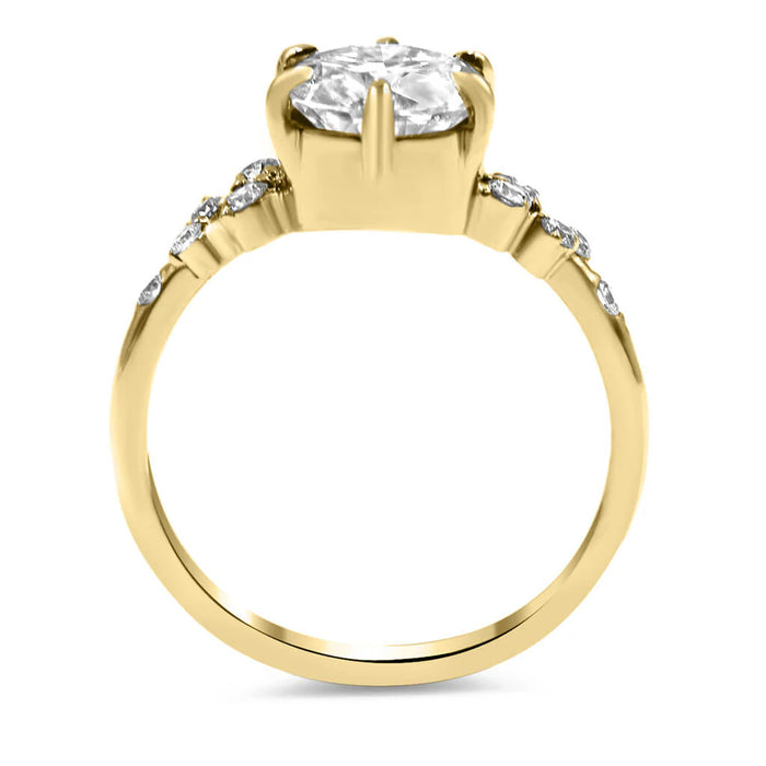 Morgan | Round Bezel Accent Stone 14K Yellow Gold Engagement Ring - Diamond Daughters, Top View