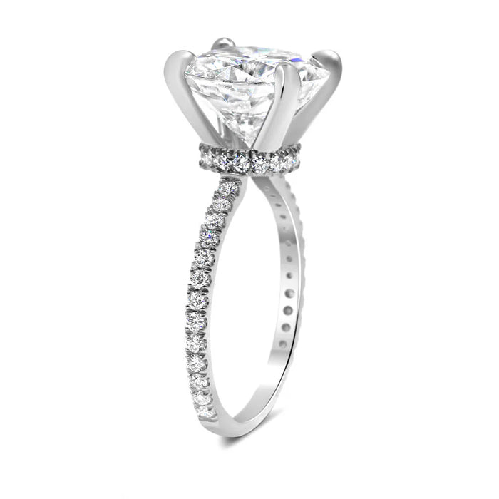 Neva | Cushion Hidden Accent Stone 14K White Gold Engagement Ring - Diamond Daughters, Top Side View