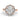 Nicoleta | Round Moissanite Halo 14K Rose Gold Engagement Ring - Diamond Daughters, Front View