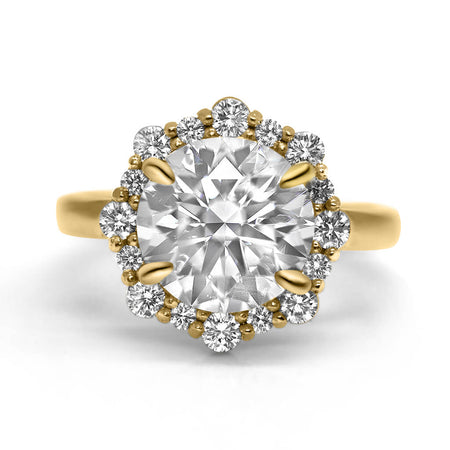 Nicoleta | Round Halo 14K Yellow Gold Engagement Ring - Diamond Daughters, Front View