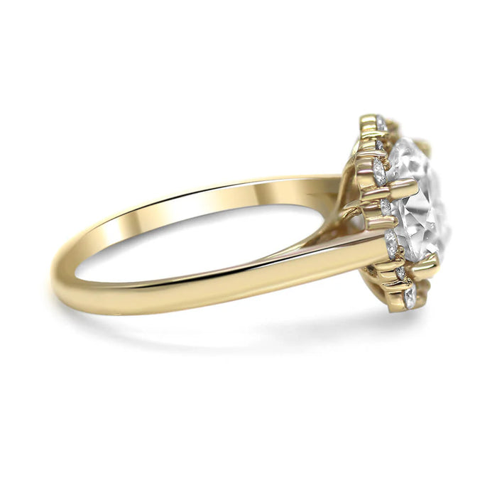 Nicoleta | Round Halo 14K Yellow Gold Engagement Ring - Diamond Daughters, Side View