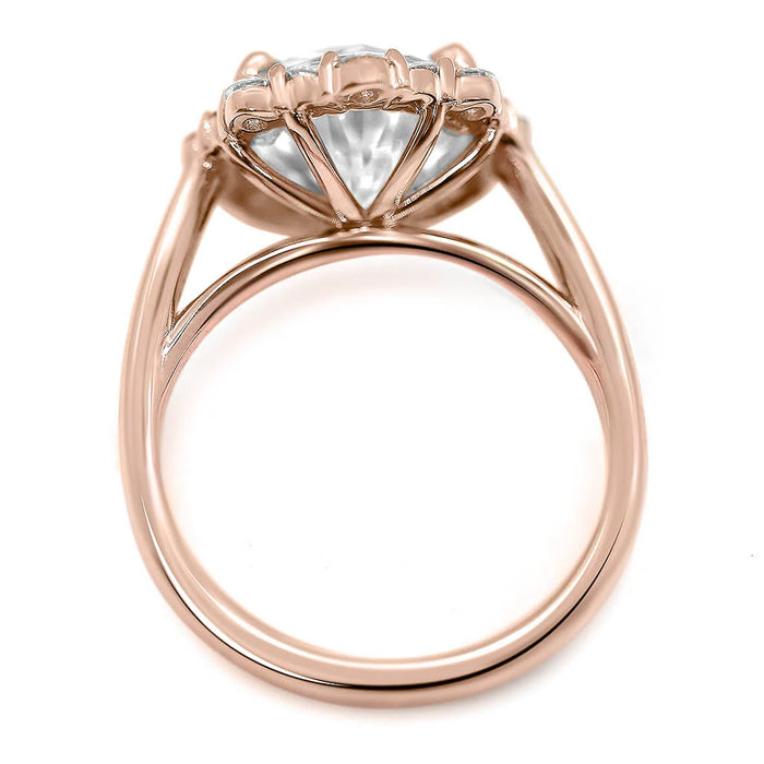 Nicoleta | Round Halo 14K Rose Gold Engagement Ring - Diamond Daughters, Top View